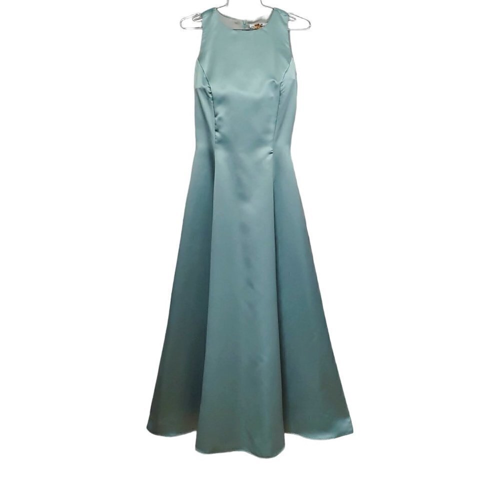 Dave & Johnny Beautiful A Line Satin Formal Bridesmaids Prom Gown Dusty Sage
